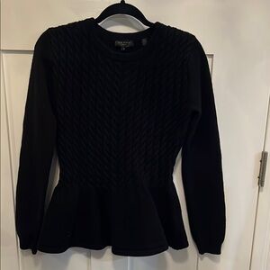 Black Peplum Cable Knit Sweater by Ted Baker